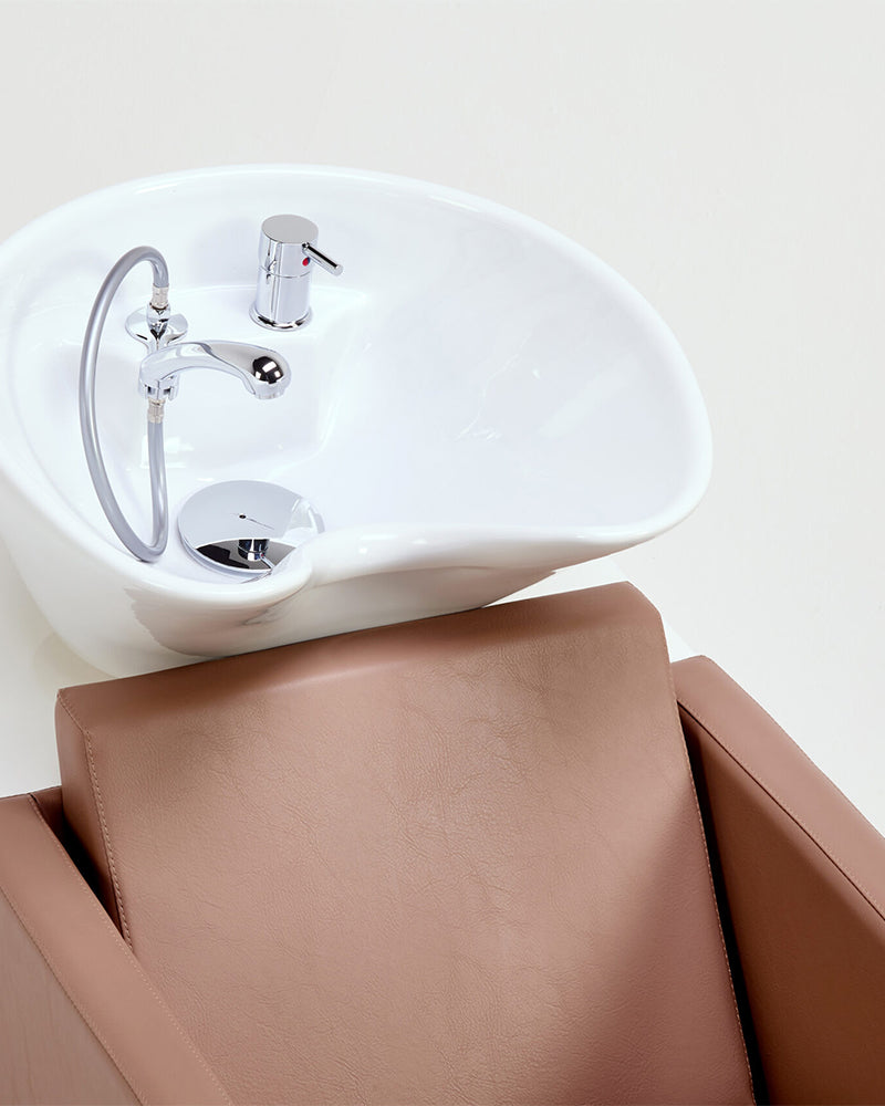 Compact - Brązowa myjnia fryzjerska - biała misa